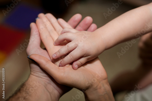 Tiny hand of son and big   dad  mother © jarik2405