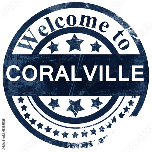 coralville stamp on white background photo