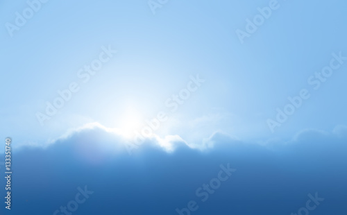 Peaceful background - beautiful blue sky with bright sun  light from heaven