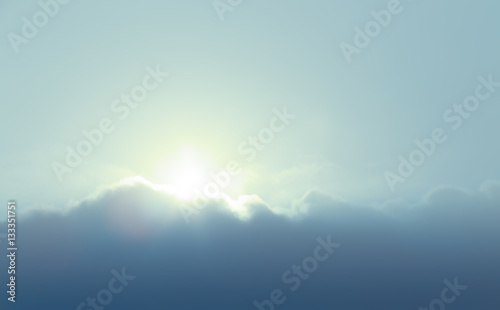 Peaceful background - beautiful blue sky with bright sun  light from heaven