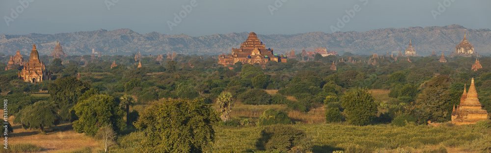 Panorama of all the temples in Bagan, Myanmar at sunrise Panorama of all the temples in Bagan, Myanmar at sunrise