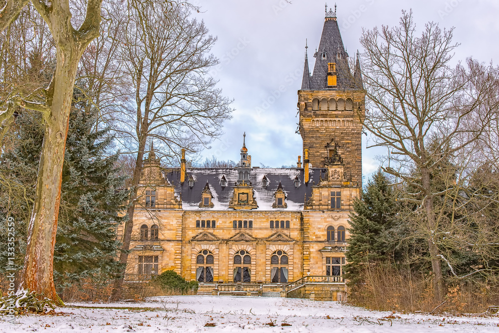 The magnificent hunting lodge Hummelshain in winter The magnificent hunting lodge Hummelshain in winter