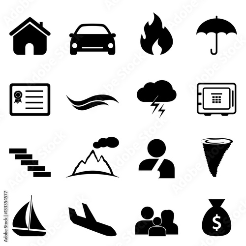 Insurance and natural disaster icon set