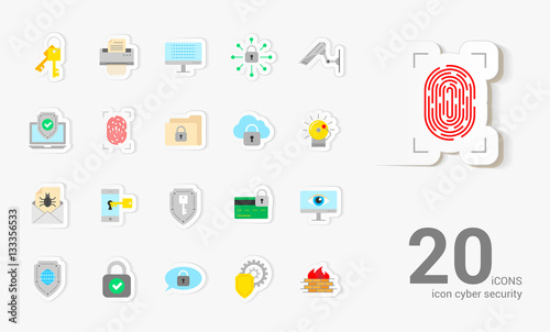 Cyber security color icons set