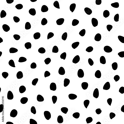 Seamless background with random elements. Tileable ornament. Dotted abstract background. Black and white pattern