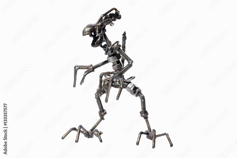 Children homemade toy made of metal. The layout of the metal monster. Children homemade toy made of metal. The layout of the metal monster.