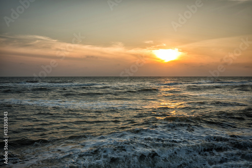 sunrise on the sea in the morning  soft focus of nature background