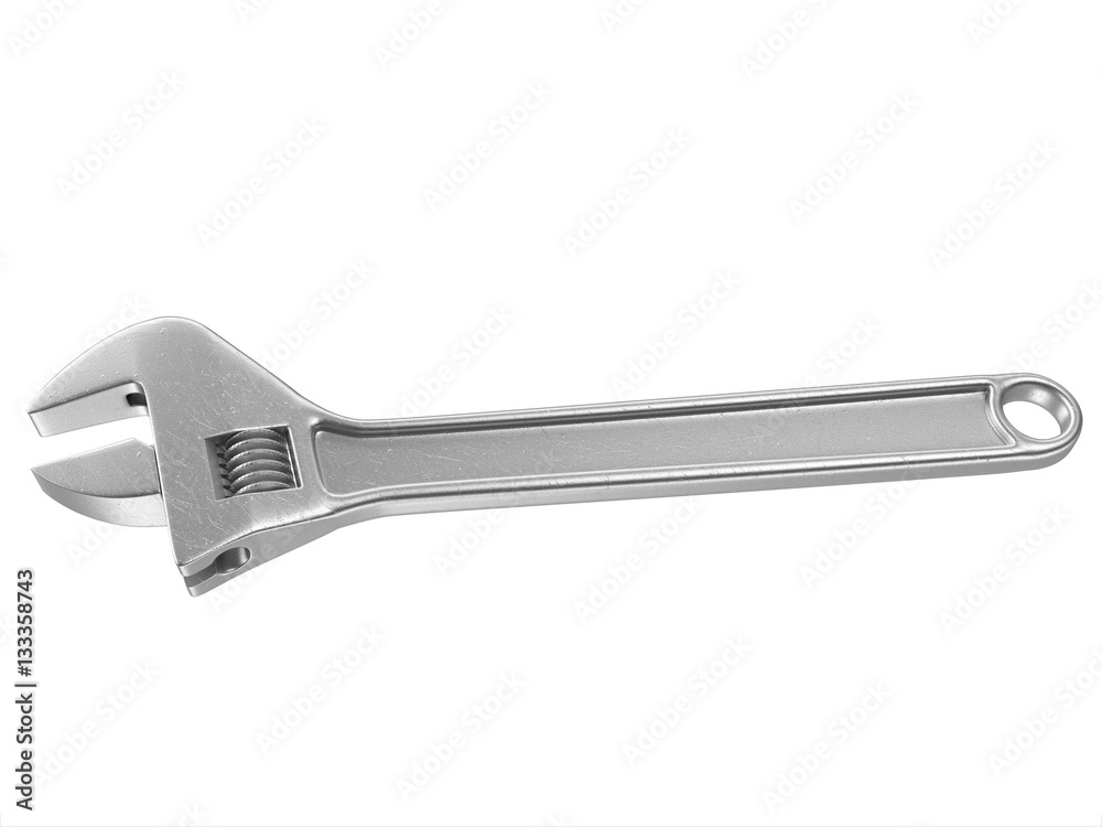 Adjustable spanner on white background. 3D image Adjustable spanner on white background. 3D image