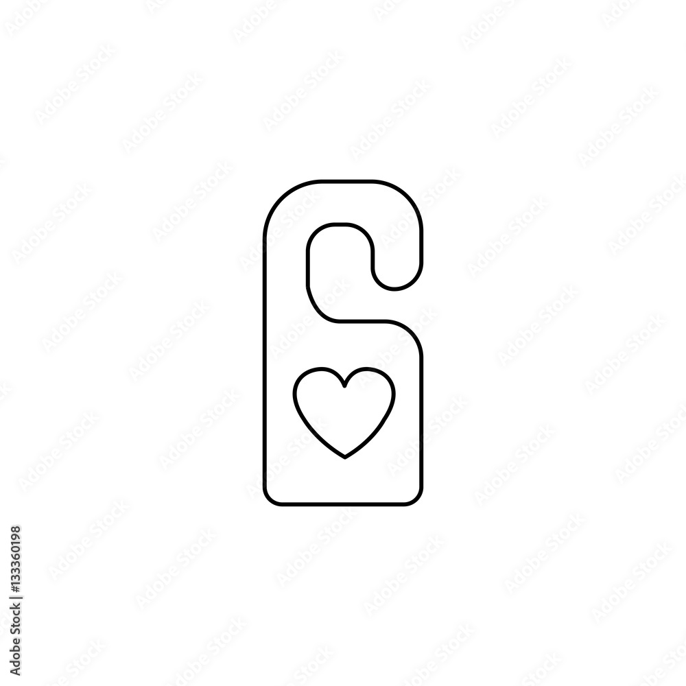 Do not disturb with heart line icon, hotel door hanger for Valentine's day, gender, vector graphics, a linear pattern on a white background, eps 10. Do not disturb with heart line icon, hotel door hanger for Valentine's day, gender, vector graphics, a linear pattern on a white background, eps 10.