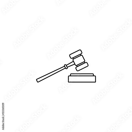 Judge gavel line icon, auction hammer sign, vector graphics, a linear pattern on a white background, eps 10.