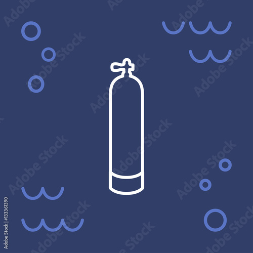 Icon diving tank, equipment in a modern style lines. Isolated element for posters, banners, advertisings.  Vector illustration. eps10