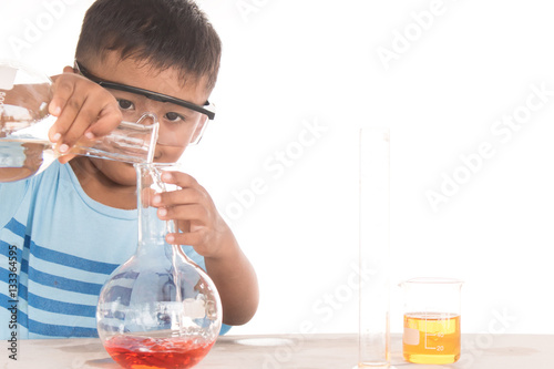 science education concept, asian kids and science experiments