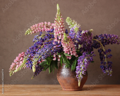Still life with lupins.