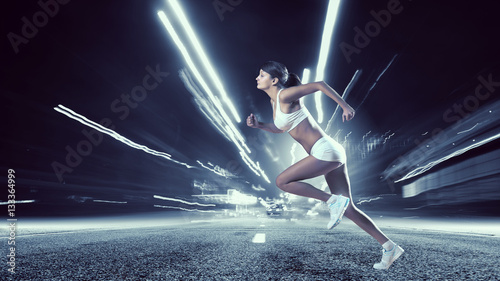 Young woman jogger . Mixed media © Sergey Nivens