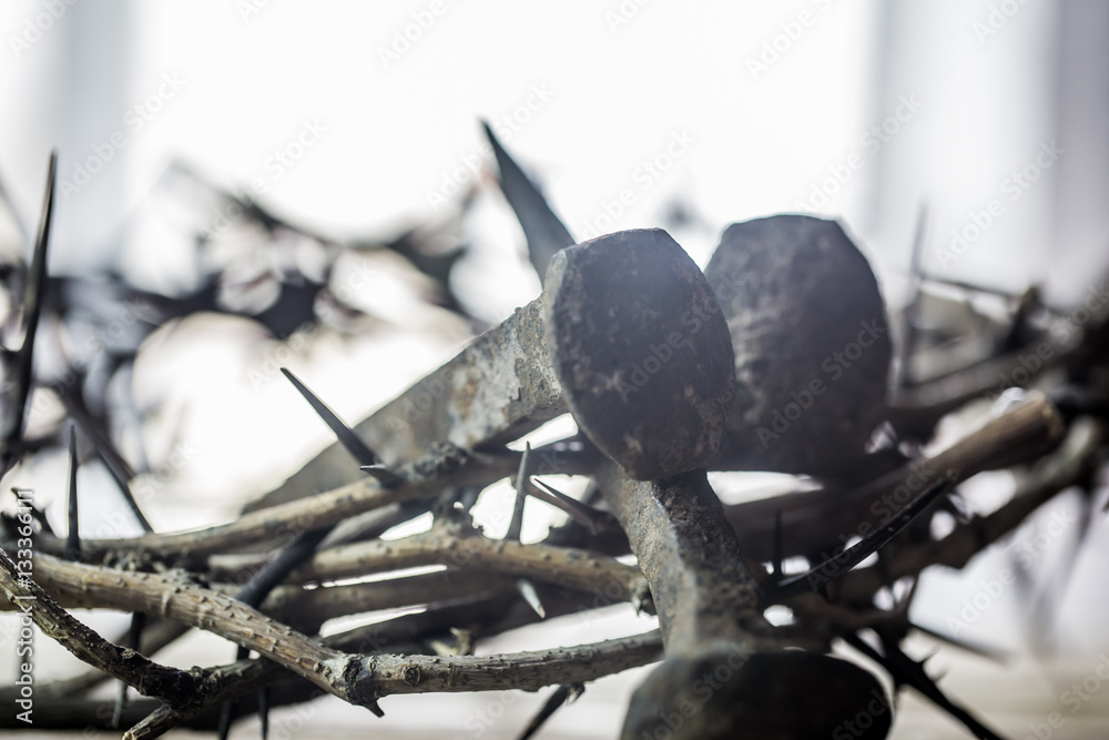 The crown of thorns and nails Stock Photo | Adobe Stock