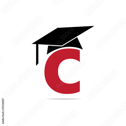 Initial Letter C Education Logo with Cap on Top