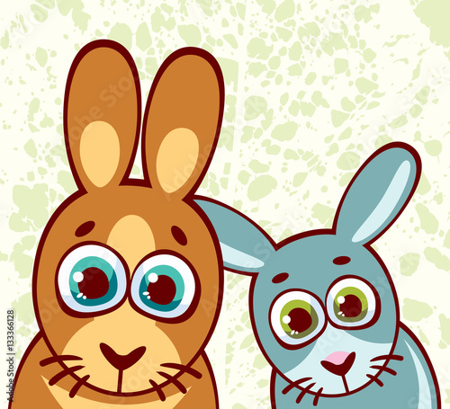 Bunny family. Cartoon rabbits.