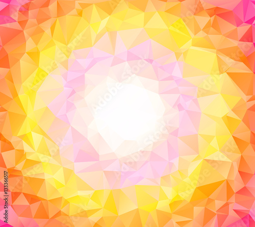 Abstract colorful swirl orange polygon around white frame