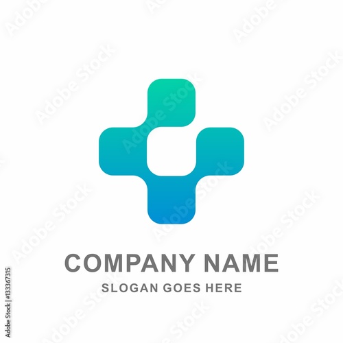 Medical Pharmacy Geometric Cross Data Link Connection Hospital Clinic Business Company Stock Vector Logo Design Template