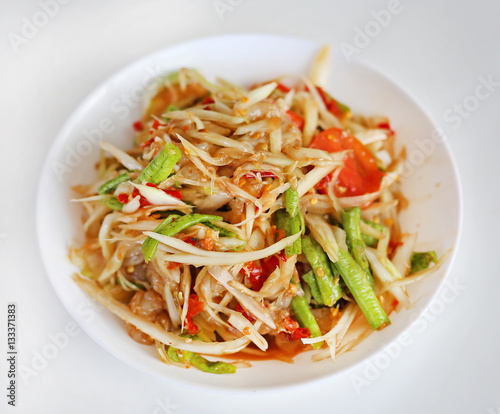 Green papaya salad Thai cuisine spicy delicious