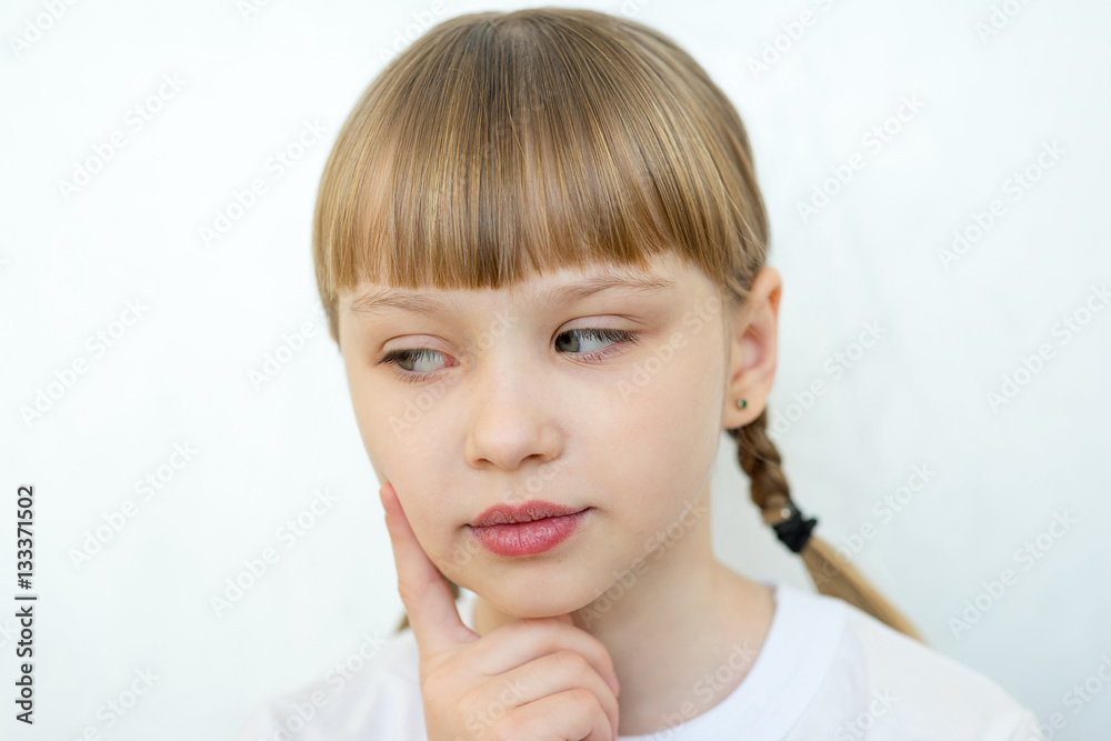 Young girl posing on white background isolated Young girl posing on white background isolated