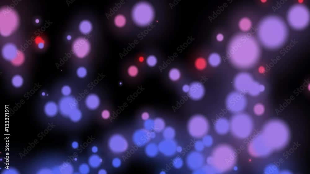 Animated seamless purple bokeh slow moving lights.