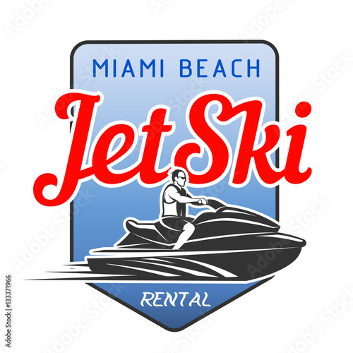 Jet Ski rental logo isolated on white background.