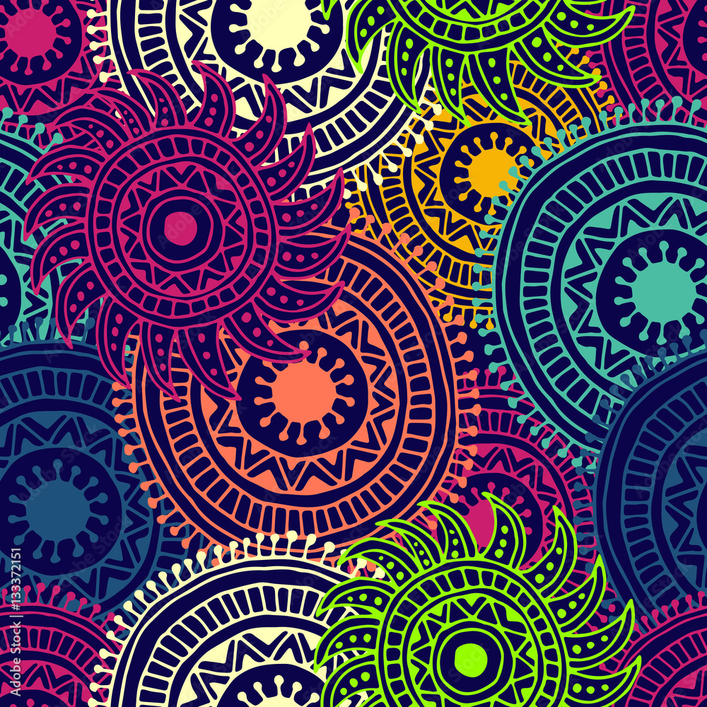 Vector abstract hand drawn  background. Zentangle style seamless pattern.