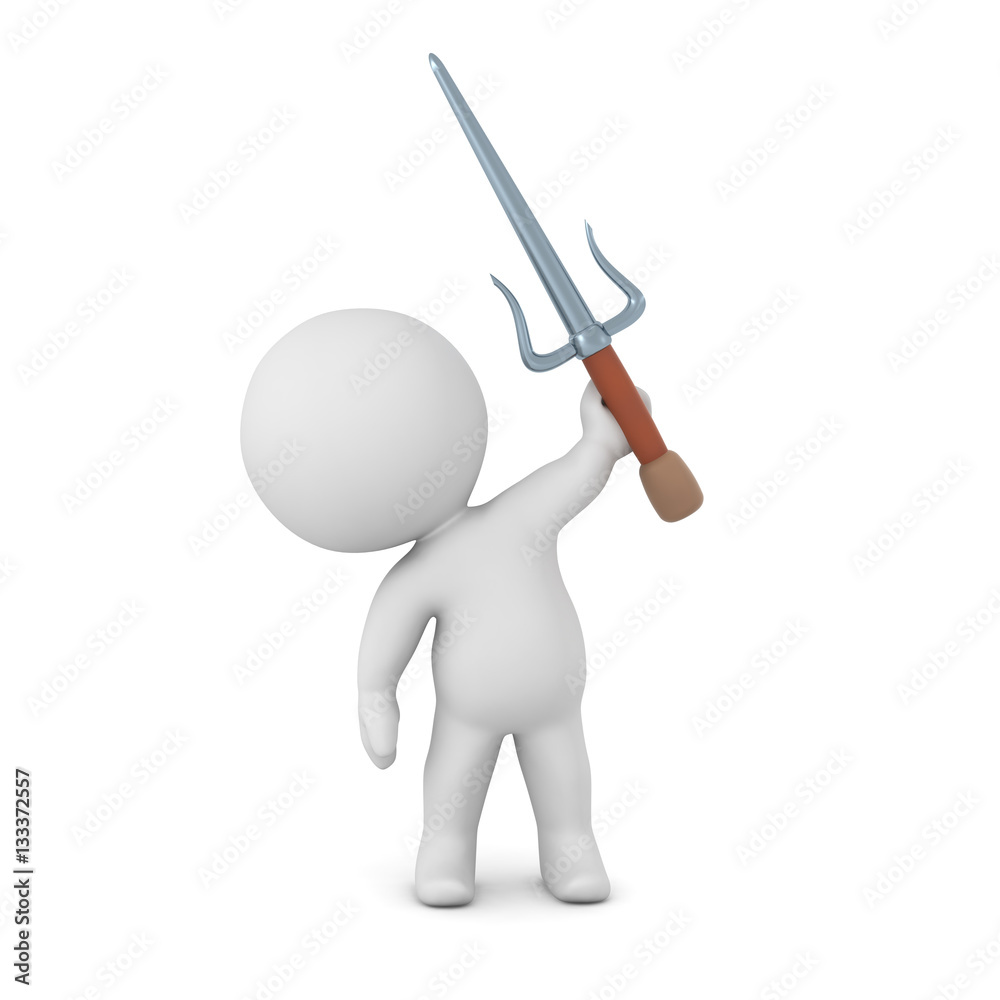 3D Character Holding Up Sai Sword 3D Character Holding Up Sai Sword