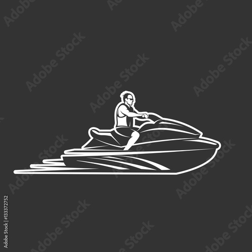 man on Jet Ski isolated  black background