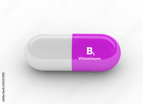 3d rendering of B1 vitamin pill