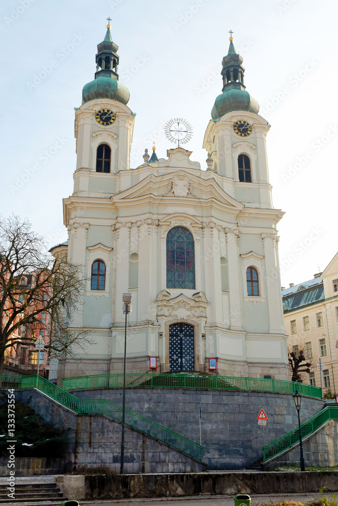 Fototapeta premium Karlovy Vary, Czech Republic, winter 2012: Mary Magdalene church