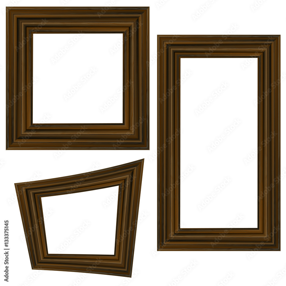 Set of Different Wooden Frames Isolated on White Background Set of Different Wooden Frames Isolated on White Background