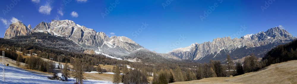 Panoramic view of Dolomites mountains around Cortina d Ampezzo 