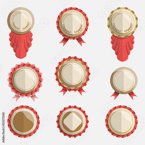 set of empty vector badges with ribbons.
