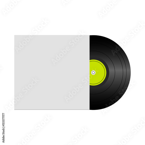 Vector illustration of vinyl record in envelope with space for your text