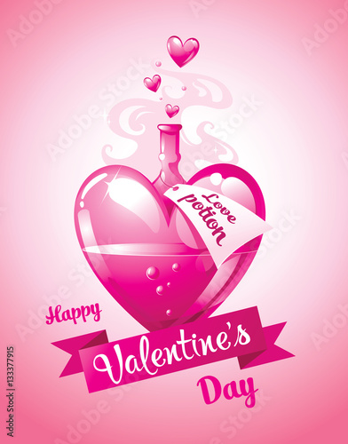Love potion. Valentine’s Day card. Vector illustration