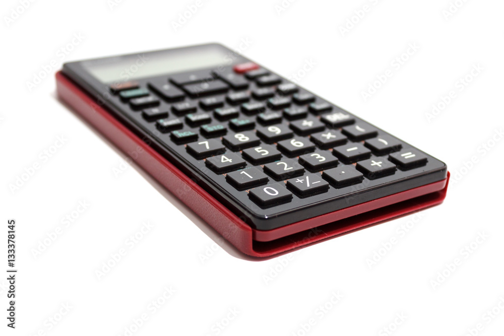 Black calculator isolated on white background Black calculator isolated on white background