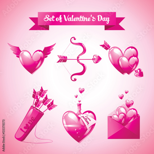 Set of Valentine’s Day. Vector illustration
