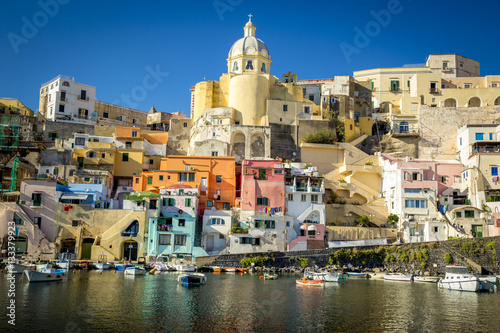 Colorful houses of Corricella village on Procida Island in Italy