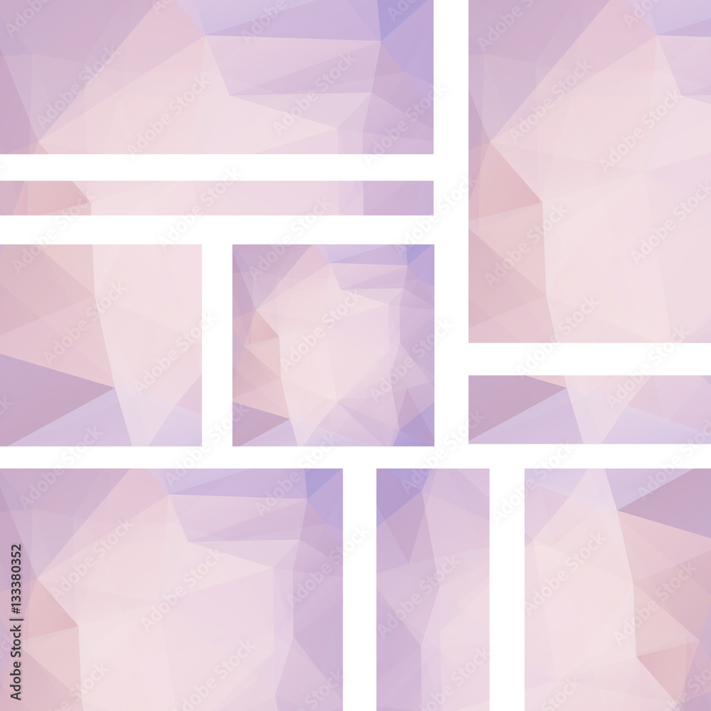 Abstract banner with business design templates. Set of Banners with polygonal mosaic backgrounds. Geometric triangular vector illustration. Pastel pink colors.