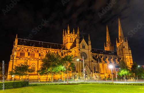 St Mary Cathedral in Sydney at night - Australia photo