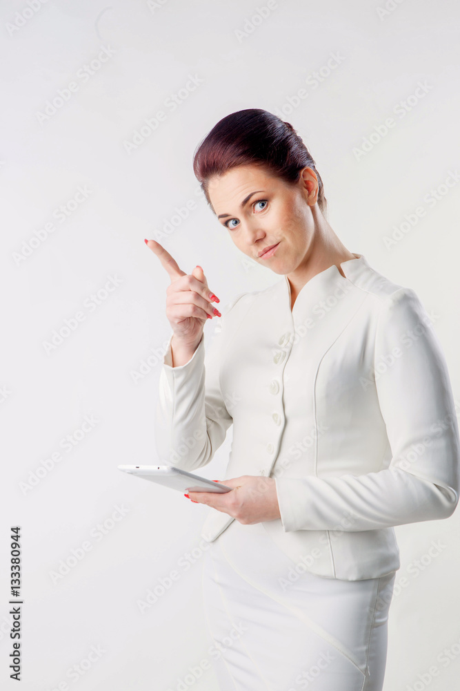 Portrait of smiling business woman, isolated on white background Portrait of smiling business woman, isolated on white background