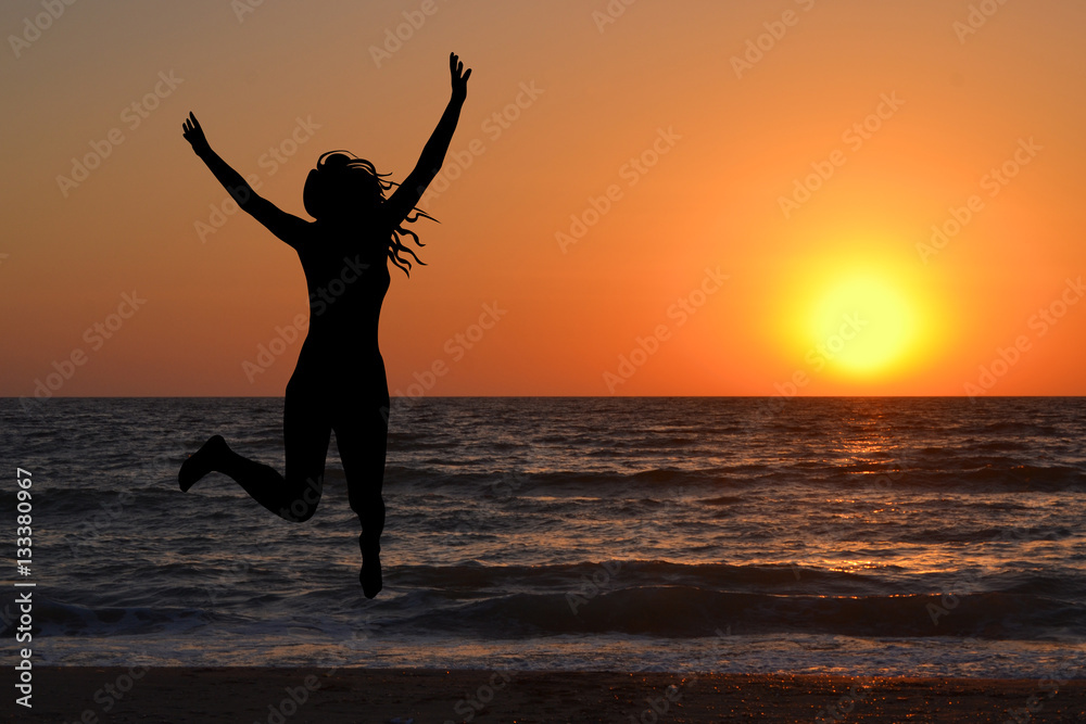 Woman enjoy sunrise