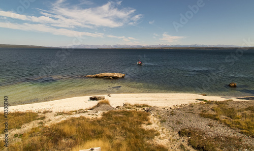 Landscape of Yellowstone lake in Yellowstone national park,WY,USA