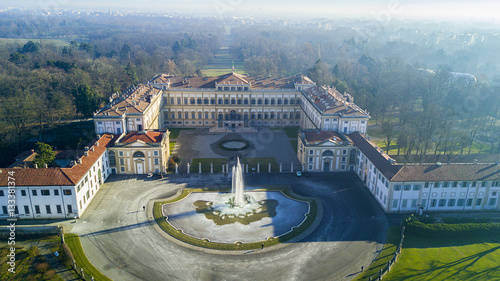 Villa Reale, Monza, Italia. Vista aerea della Villa Reale 15/01/2017. Giardini Reali e parco di Monza. Reggia, palazzo in stile neoclassico photo