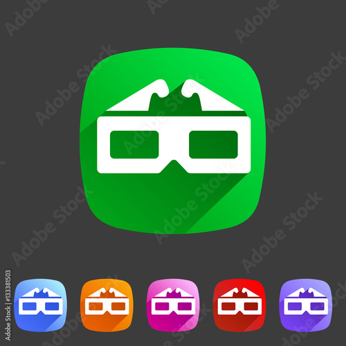 three-dimencional glasses anaglyph movie icon flat web sign symbol logo label set