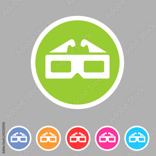 three-dimencional glasses anaglyph movie icon flat web sign symbol logo label set