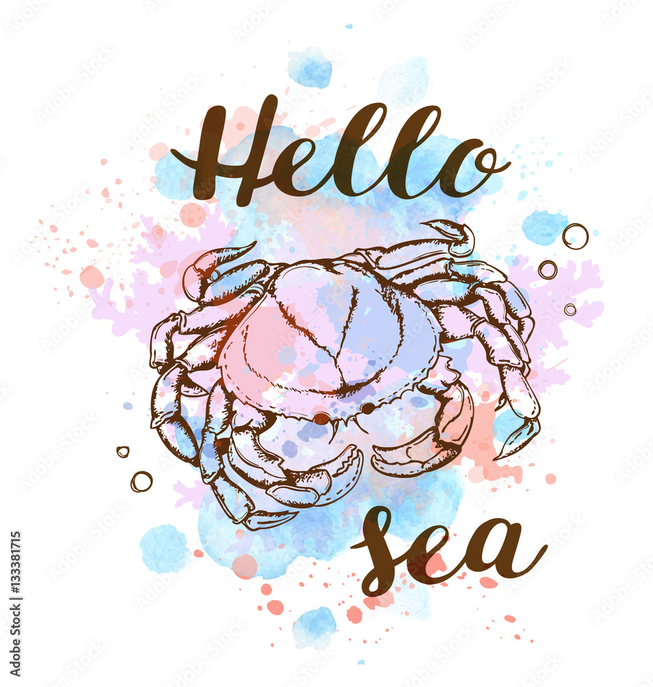 Marine background with crab Stock Vector | Adobe Stock