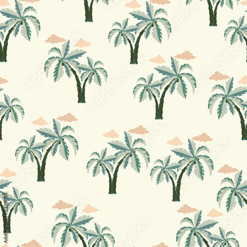 Palm trees Seamless pattern. © margolana